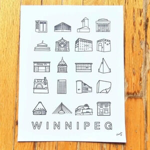 Winnipeg iconic landmarks  art print 8.5 x 11 wall decor original artwork